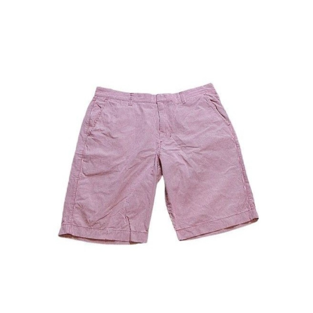J. Crew Shorts Men's Size 34 Red White Gingham Plaid Check Flat Front Chino